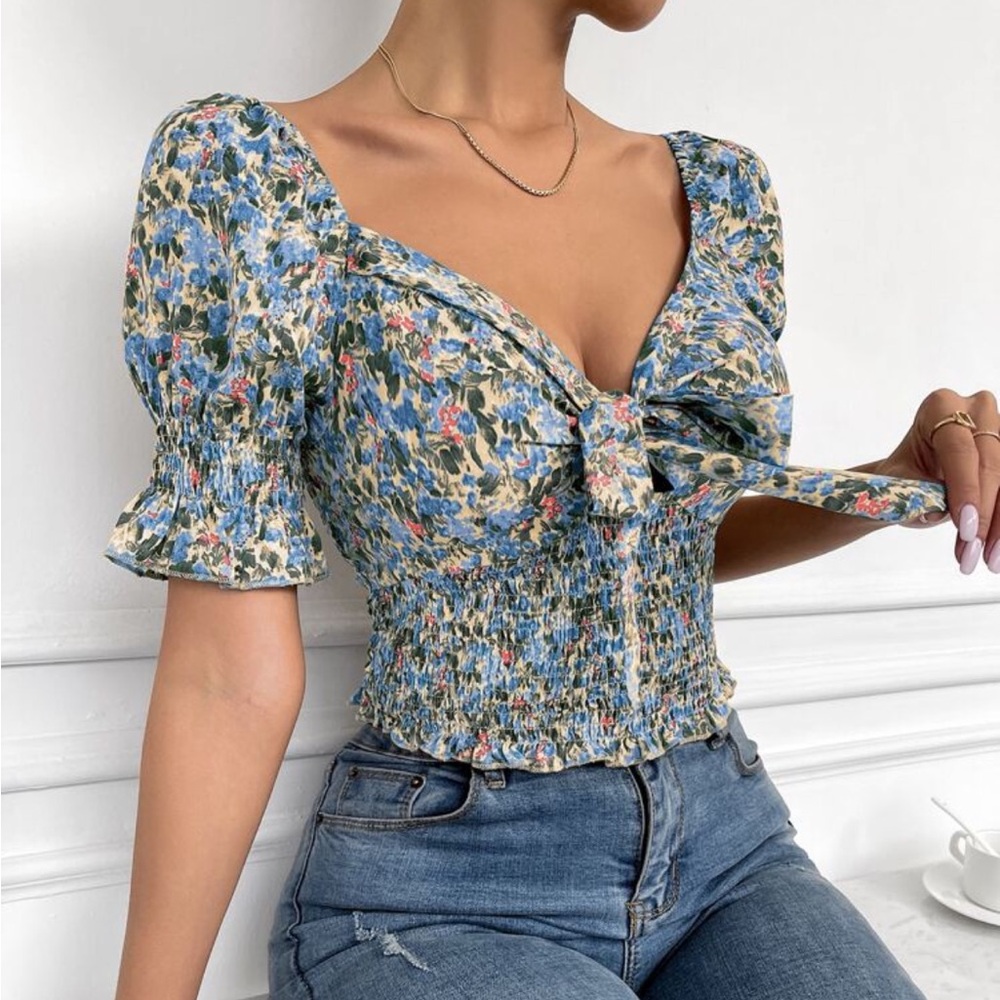 Floral smocked top